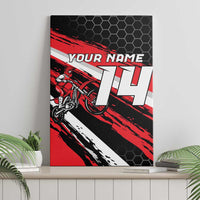 Custom Dirt Bike Canvas Wall Art Motocross Rider Red Black Hex Pattern and Racing Number - Wonder Print Shop
