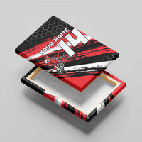 Custom Dirt Bike Canvas Wall Art Motocross Rider Red Black Hex Pattern and Racing Number - Wonder Print Shop
