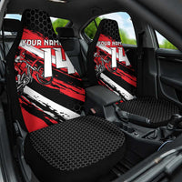 Custom Dirt Bike Car Seat Cover Motocross Rider Red Black Hex Pattern and Racing Number - Wonder Print Shop