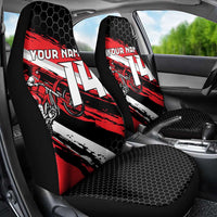 Custom Dirt Bike Car Seat Cover Motocross Rider Red Black Hex Pattern and Racing Number - Wonder Print Shop