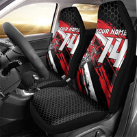 Custom Dirt Bike Car Seat Cover Motocross Rider Red Black Hex Pattern and Racing Number - Wonder Print Shop