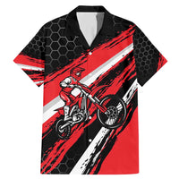 Custom Dirt Bike Family Matching Mermaid Dress and Hawaiian Shirt Motocross Rider Red Black Hex Pattern and Racing Number - Wonder Print Shop