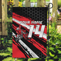 Custom Dirt Bike Garden Flag Motocross Rider Red Black Hex Pattern and Racing Number - Wonder Print Shop