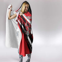 Custom Dirt Bike Hooded Blanket Motocross Rider Red Black Hex Pattern and Racing Number - Wonder Print Shop