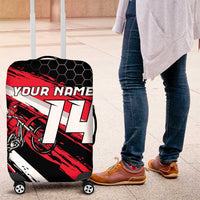 Custom Dirt Bike Luggage Cover Motocross Rider Red Black Hex Pattern and Racing Number - Wonder Print Shop