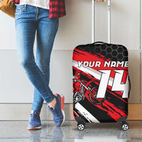 Custom Dirt Bike Luggage Cover Motocross Rider Red Black Hex Pattern and Racing Number - Wonder Print Shop