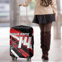 Custom Dirt Bike Luggage Cover Motocross Rider Red Black Hex Pattern and Racing Number - Wonder Print Shop