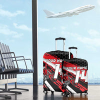 Custom Dirt Bike Luggage Cover Motocross Rider Red Black Hex Pattern and Racing Number - Wonder Print Shop