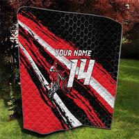 Custom Dirt Bike Quilt Motocross Rider Red Black Hex Pattern and Racing Number - Wonder Print Shop