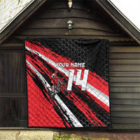 Custom Dirt Bike Quilt Motocross Rider Red Black Hex Pattern and Racing Number - Wonder Print Shop