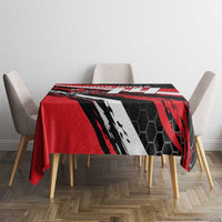 Custom Dirt Bike Tablecloth Motocross Rider Red Black Hex Pattern and Racing Number - Wonder Print Shop