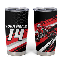 Custom Dirt Bike Tumbler Cup Motocross Rider Red Black Hex Pattern and Racing Number - Wonder Print Shop
