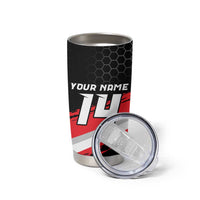 Custom Dirt Bike Tumbler Cup Motocross Rider Red Black Hex Pattern and Racing Number - Wonder Print Shop