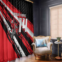 Custom Dirt Bike Window Curtain Motocross Rider Red Black Hex Pattern and Racing Number - Wonder Print Shop
