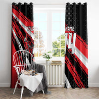 Custom Dirt Bike Window Curtain Motocross Rider Red Black Hex Pattern and Racing Number - Wonder Print Shop