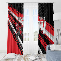 Custom Dirt Bike Window Curtain Motocross Rider Red Black Hex Pattern and Racing Number - Wonder Print Shop