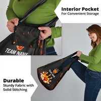 Flaming Bowling Ball Design Grocery Bag with Strike Pins and Glowing Fire Sparks on Dark Background - Wonder Print Shop