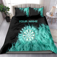 Darts Board Bedding Set with Flaming Green Smoke and Crest Emblem on Black Gradient Background - Wonder Print Shop