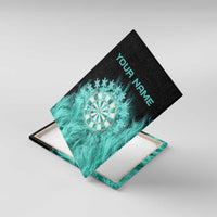 Darts Board Canvas Wall Art with Flaming Green Smoke and Crest Emblem on Black Gradient Background - Wonder Print Shop