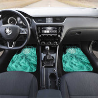 Darts Board Car Mats with Flaming Green Smoke and Crest Emblem on Black Gradient Background - Wonder Print Shop