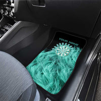 Darts Board Car Mats with Flaming Green Smoke and Crest Emblem on Black Gradient Background - Wonder Print Shop