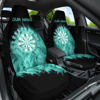 Darts Board Car Seat Cover with Flaming Green Smoke and Crest Emblem on Black Gradient Background - Wonder Print Shop