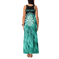 Darts Board Family Matching Tank Maxi Dress and Hawaiian Shirt with Flaming Green Smoke and Crest Emblem on Black Gradient Background - Wonder Print Shop