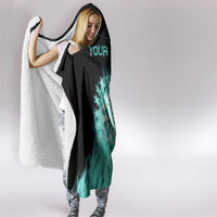 Darts Board Hooded Blanket with Flaming Green Smoke and Crest Emblem on Black Gradient Background - Wonder Print Shop