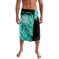Darts Board Lavalava with Flaming Green Smoke and Crest Emblem on Black Gradient Background - Wonder Print Shop