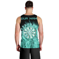 Darts Board Men Tank Top with Flaming Green Smoke and Crest Emblem on Black Gradient Background - Wonder Print Shop