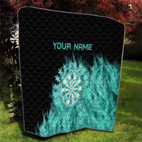 Darts Board Quilt with Flaming Green Smoke and Crest Emblem on Black Gradient Background - Wonder Print Shop