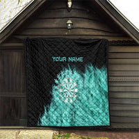 Darts Board Quilt with Flaming Green Smoke and Crest Emblem on Black Gradient Background - Wonder Print Shop