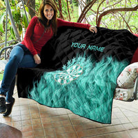 Darts Board Quilt with Flaming Green Smoke and Crest Emblem on Black Gradient Background - Wonder Print Shop