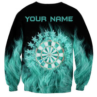 Darts Board Sweatshirt with Flaming Green Smoke and Crest Emblem on Black Gradient Background - Wonder Print Shop