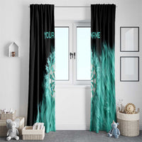 Darts Board Window Curtain with Flaming Green Smoke and Crest Emblem on Black Gradient Background - Wonder Print Shop