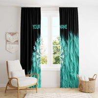 Darts Board Window Curtain with Flaming Green Smoke and Crest Emblem on Black Gradient Background - Wonder Print Shop