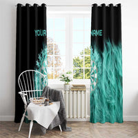 Darts Board Window Curtain with Flaming Green Smoke and Crest Emblem on Black Gradient Background - Wonder Print Shop