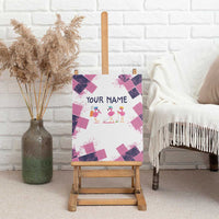 Golf Flamingo Friends Canvas Wall Art Pink Argyle Pattern and Custom Name Text on White and Rose Color Block - Wonder Print Shop