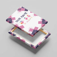 Golf Flamingo Friends Canvas Wall Art Pink Argyle Pattern and Custom Name Text on White and Rose Color Block - Wonder Print Shop