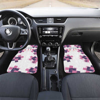 Golf Flamingo Friends Car Mats Pink Argyle Pattern and Custom Name Text on White and Rose Color Block - Wonder Print Shop