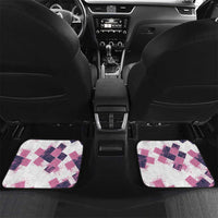 Golf Flamingo Friends Car Mats Pink Argyle Pattern and Custom Name Text on White and Rose Color Block - Wonder Print Shop