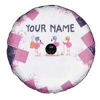 Golf Flamingo Friends Spare Tire Cover Pink Argyle Pattern and Custom Name Text on White and Rose Color Block - Wonder Print Shop