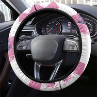 Golf Flamingo Friends Steering Wheel Cover Pink Argyle Pattern and Name Text on White and Rose Color Block - Wonder Print Shop