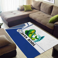 Mahi Mahi Fish Area Rug Nautical Anchors and Wave Splash on White and Blue Split Background - Wonder Print Shop