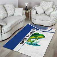 Mahi Mahi Fish Area Rug Nautical Anchors and Wave Splash on White and Blue Split Background - Wonder Print Shop