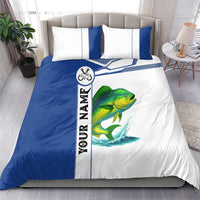 Mahi Mahi Fish Bedding Set Nautical Anchors and Wave Splash on White and Blue Split Background - Wonder Print Shop
