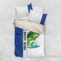 Mahi Mahi Fish Bedding Set Nautical Anchors and Wave Splash on White and Blue Split Background - Wonder Print Shop