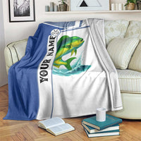Mahi Mahi Fish Blanket Nautical Anchors and Wave Splash on White and Blue Split Background - Wonder Print Shop