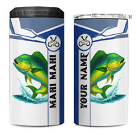 Mahi Mahi Fish 4 in 1 Can Cooler Tumbler Nautical Anchors and Wave Splash on White and Blue Split Background - Wonder Print Shop