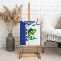 Mahi Mahi Fish Canvas Wall Art Nautical Anchors and Wave Splash on White and Blue Split Background - Wonder Print Shop